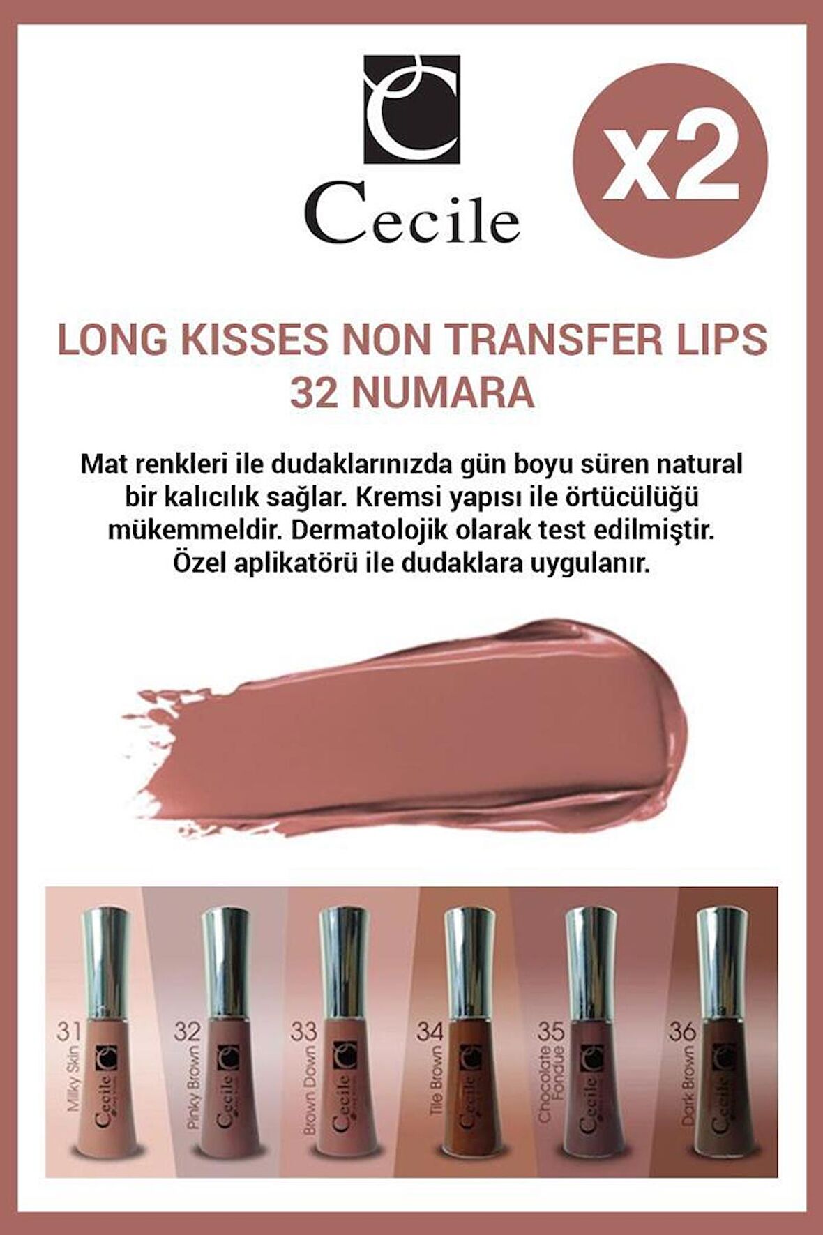 Cecile Dolgunlaştırıcı Nemlendirici Etkili Kalıcı Lip Gloss No:32 X2